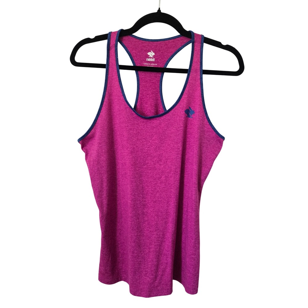 Rabbit Womens Medium Running Tank Top Pink Heathered Racerback Activewear